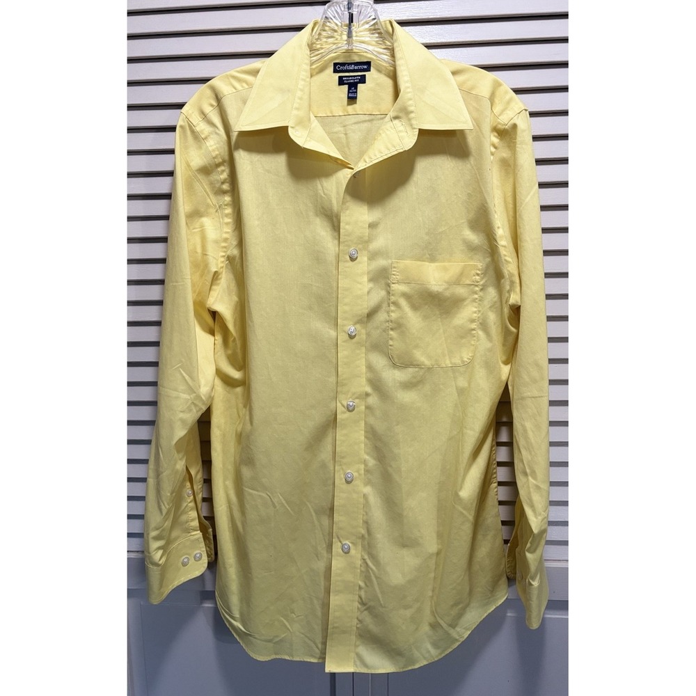Croft & Barrow Classic Fit Long Sleeve Button Down Shirt Size 15‎ 32/33 Yellow